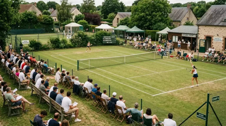 Court annexe de Wimbledon pendant un match de qualifications sur gazon