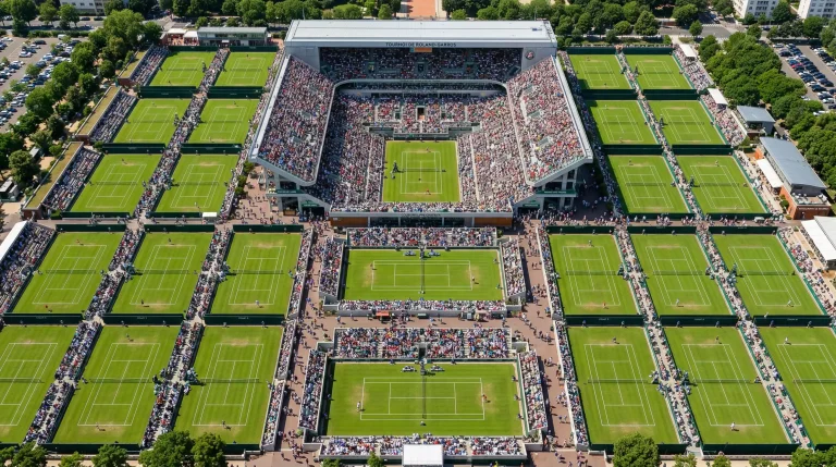 Vue aérienne du All England Club de Wimbledon en période de tournoi